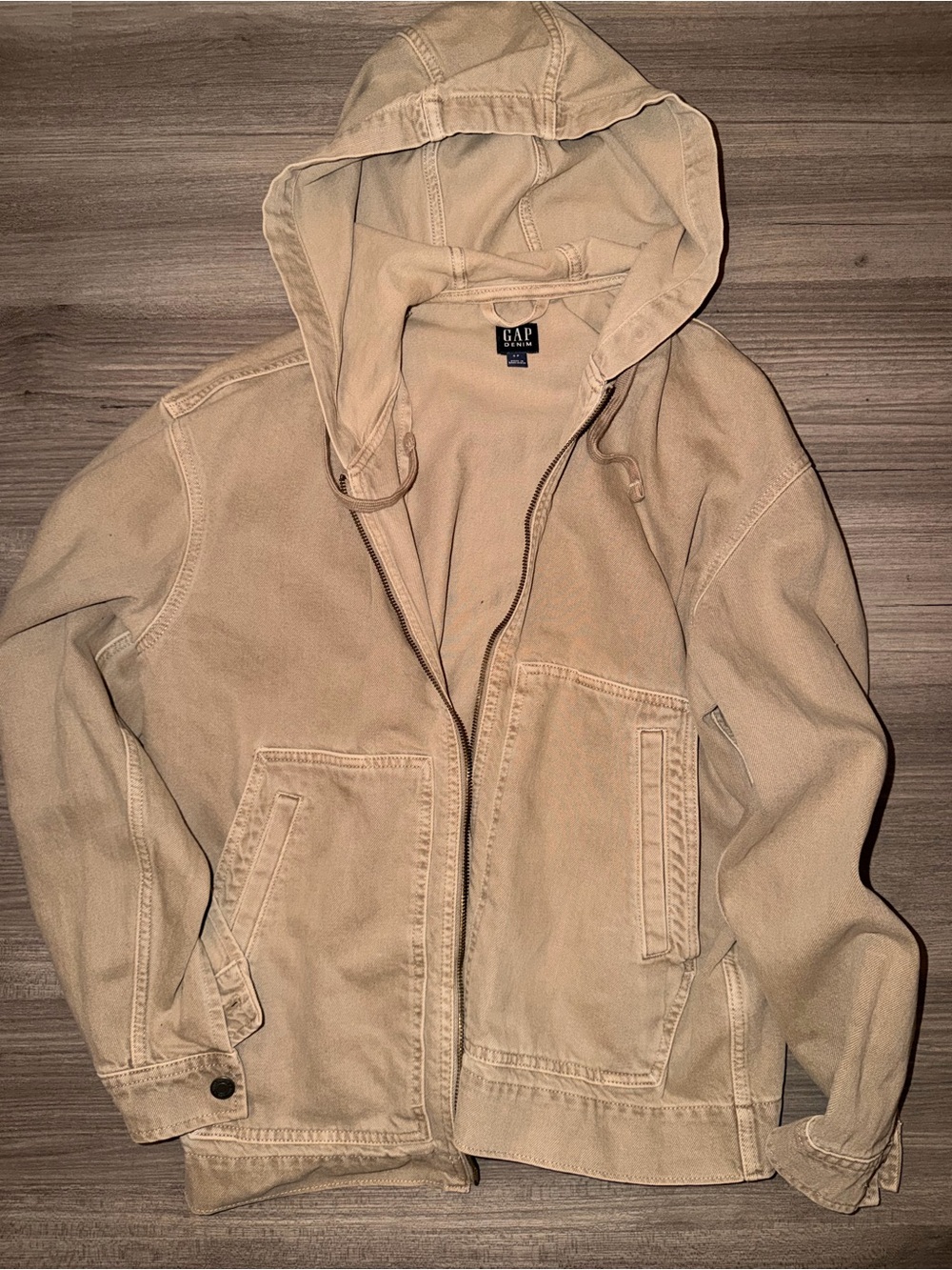 GAP Men's Hooded Jacket in Khaki/Tan